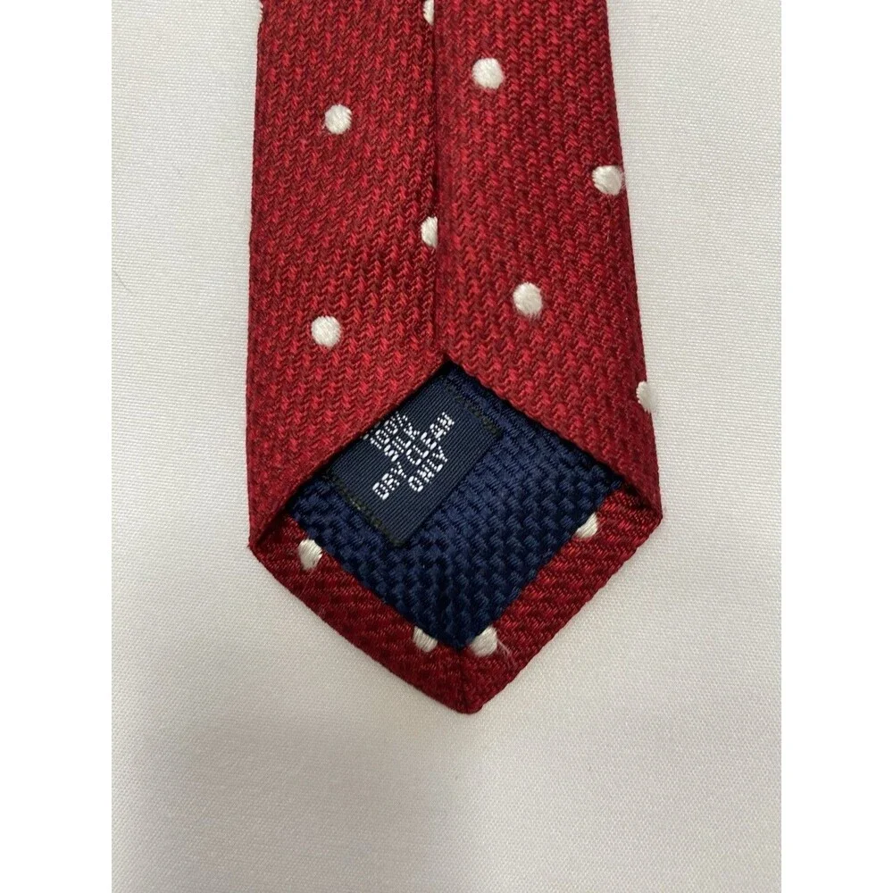 Daniel Cremieux Silk Polka Dot Tie Burgundy Red White Handmade Luxury Necktie